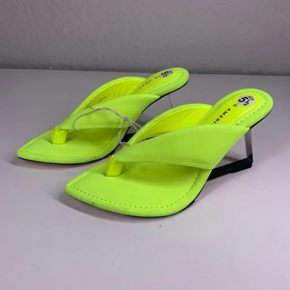 GOOD AMERICAN Lime Green Clear Wedge Sandals Size‎ 5.5
